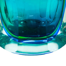 Vintage Flavio Poli for Seguso Sommerso Blue-Green Italian Murano Glass Bud Vase