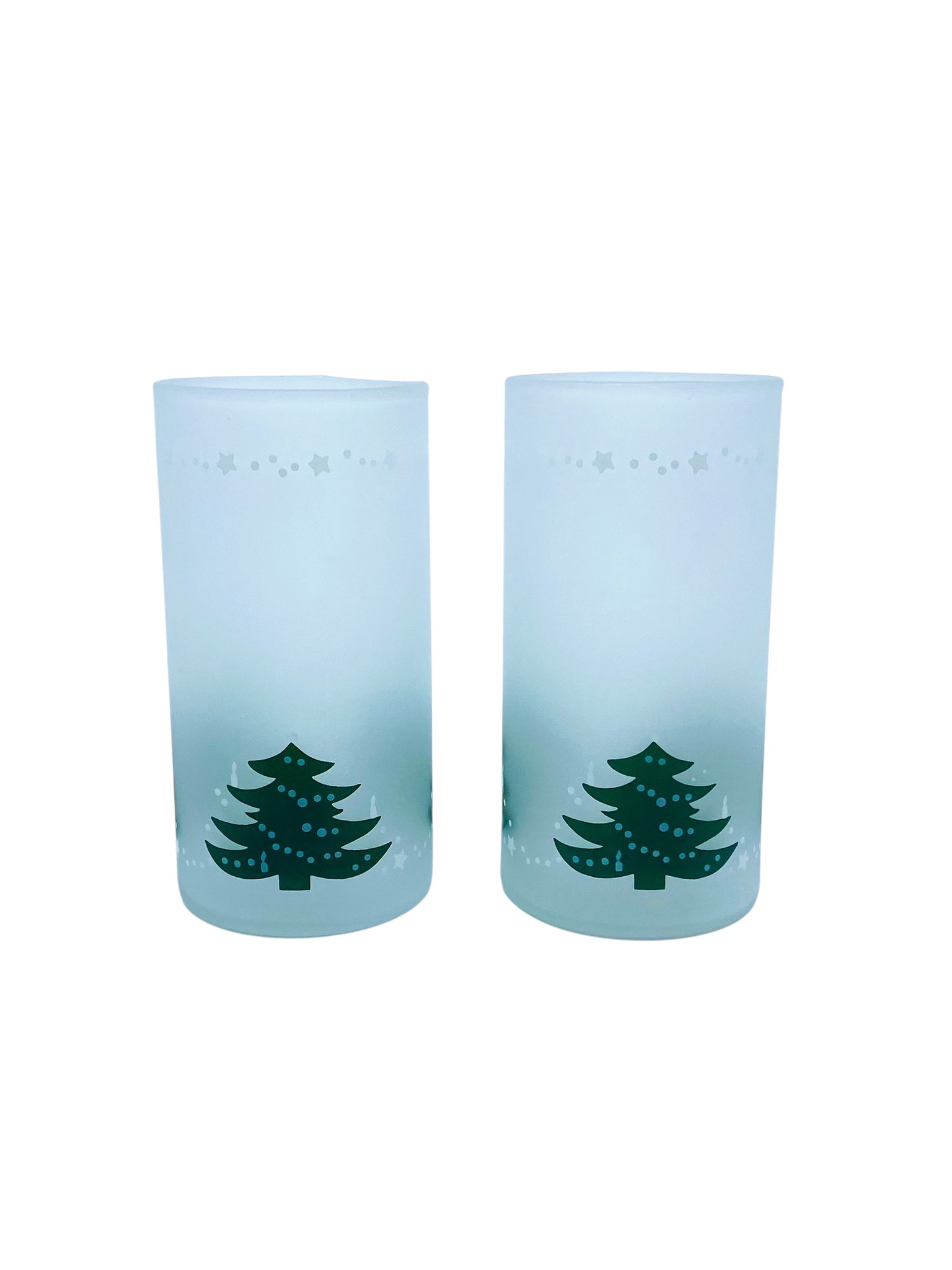 Rare Vintage Waechtersbach Frosted Christmas Tree Tumbler Glasses, Set of 6