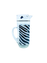 Vintage Mid-Century Zebra Print Pitcher & Glass Set
