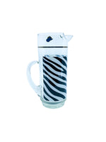 Vintage Mid-Century Zebra Print Pitcher & Glass Set