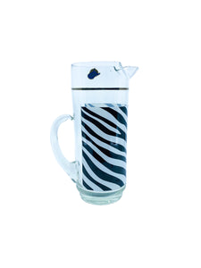 Vintage Mid-Century Zebra Print Pitcher & Glass Set
