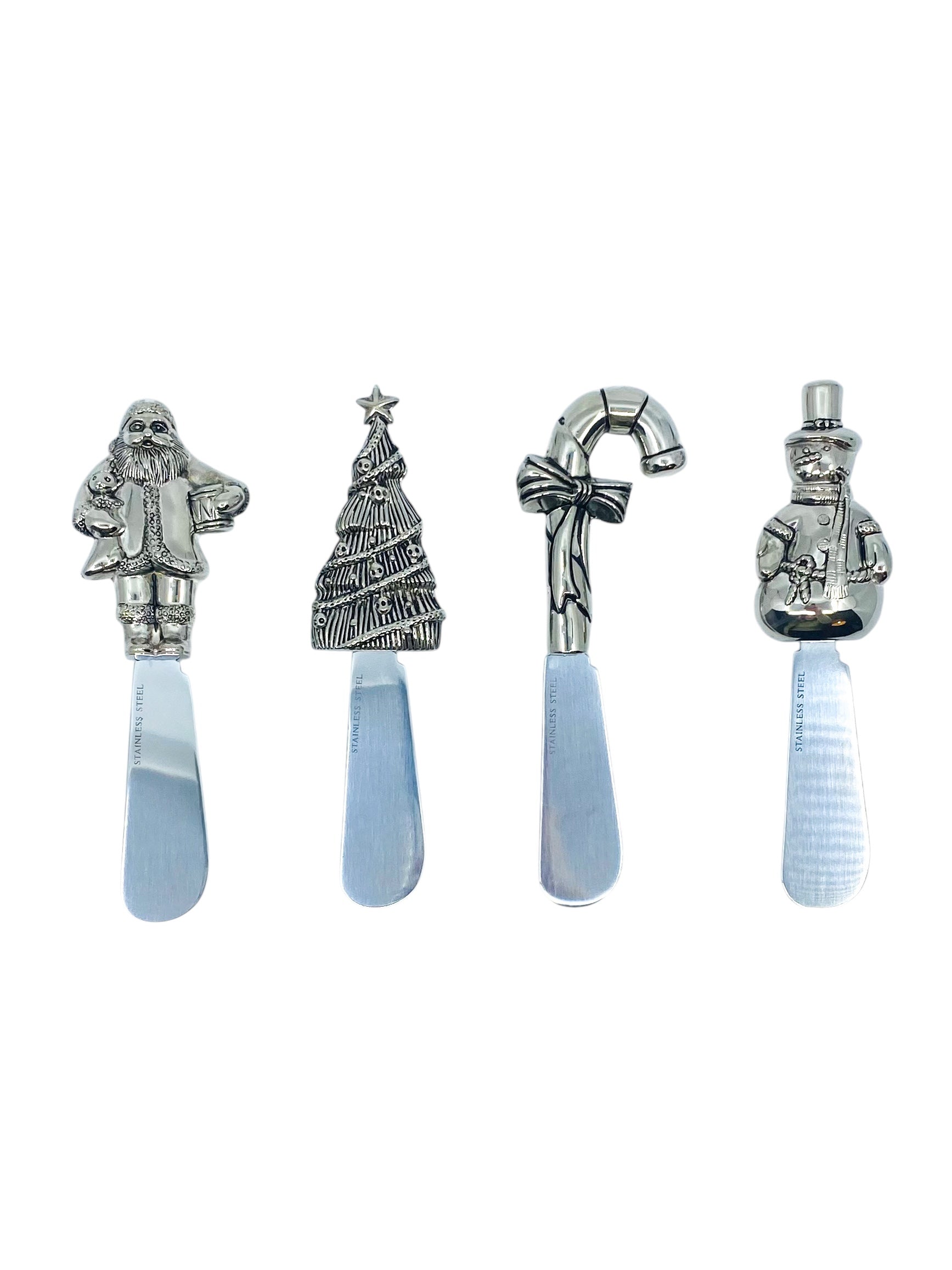 Vintage Wallach Silversmiths Silver Plate Christmas Spreaders, Set of 4