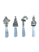 Vintage Wallach Silversmiths Silver Plate Christmas Spreaders, Set of 4
