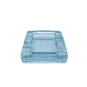 Heavy Square Glass Ashtray, Ribbed Bottom