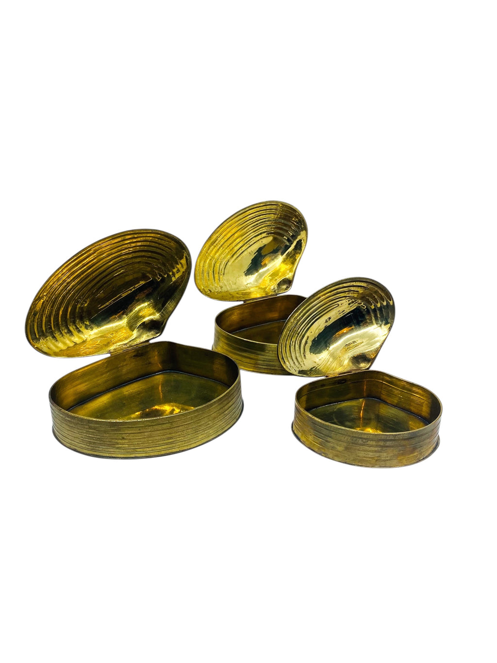 Nesting Brass Clamshell Boxes, Set of 3