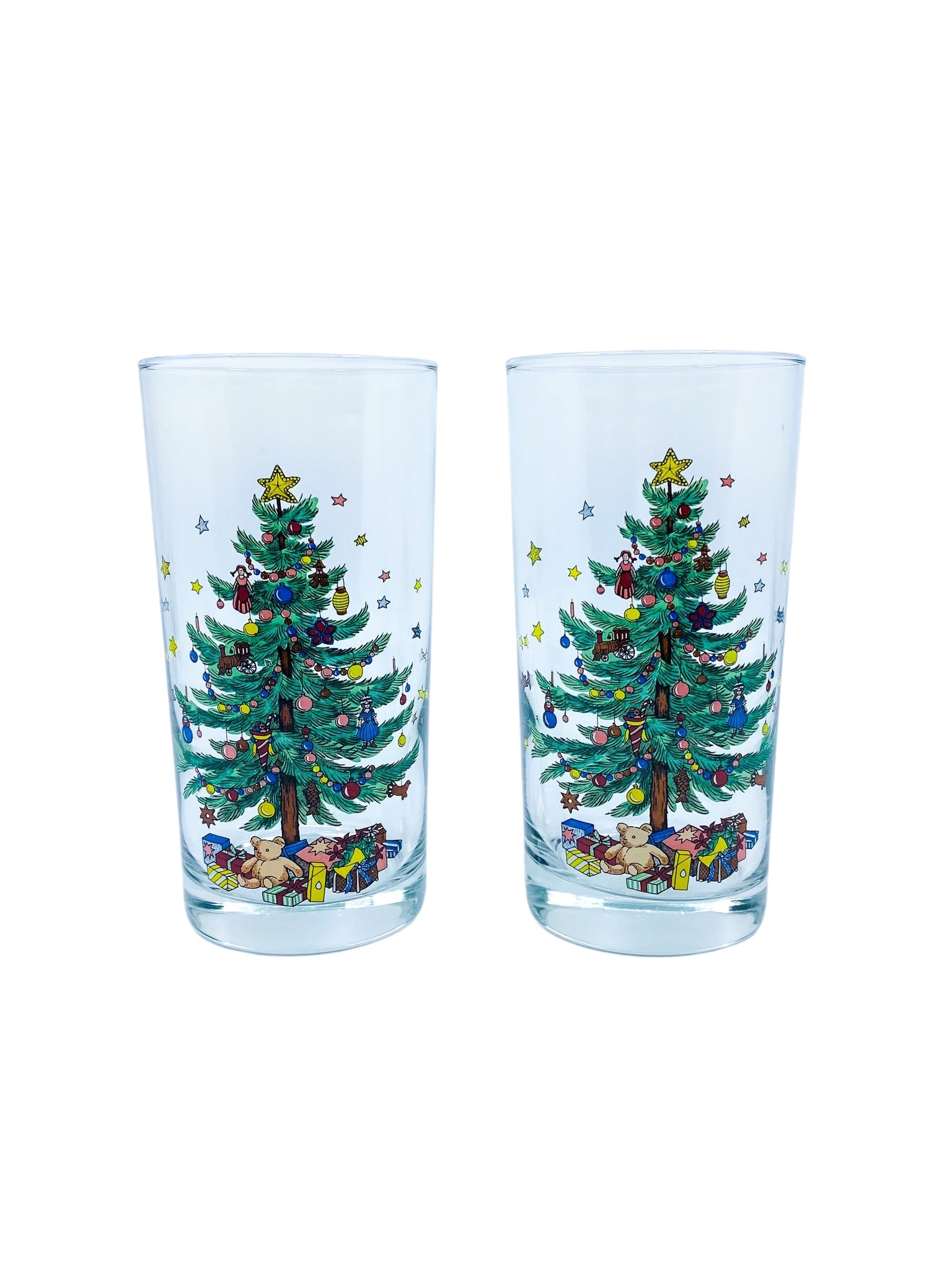 Vintage Nikko Christmas Tree Highball Glasses, Set of 4