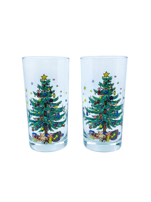 Vintage Nikko Christmas Tree Highball Glasses, Set of 4