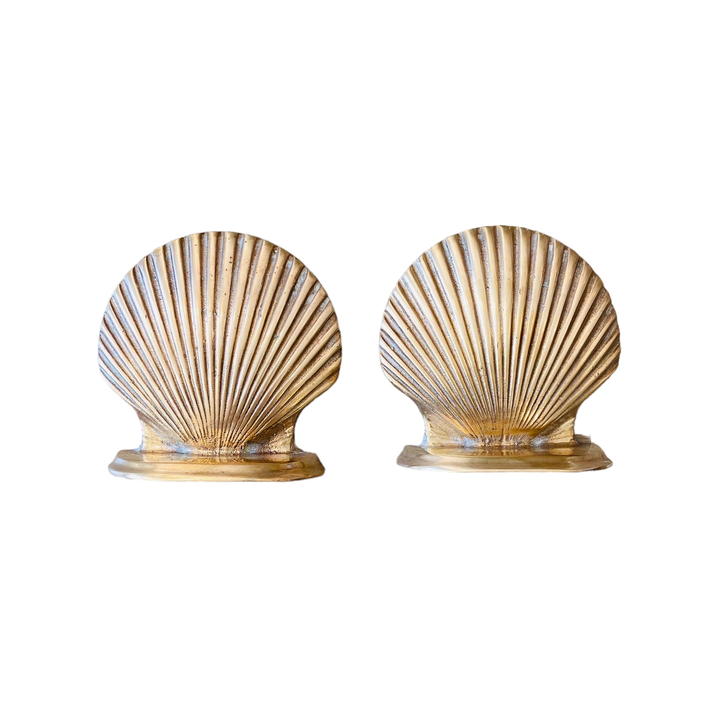 Large Shell Brass Bookends