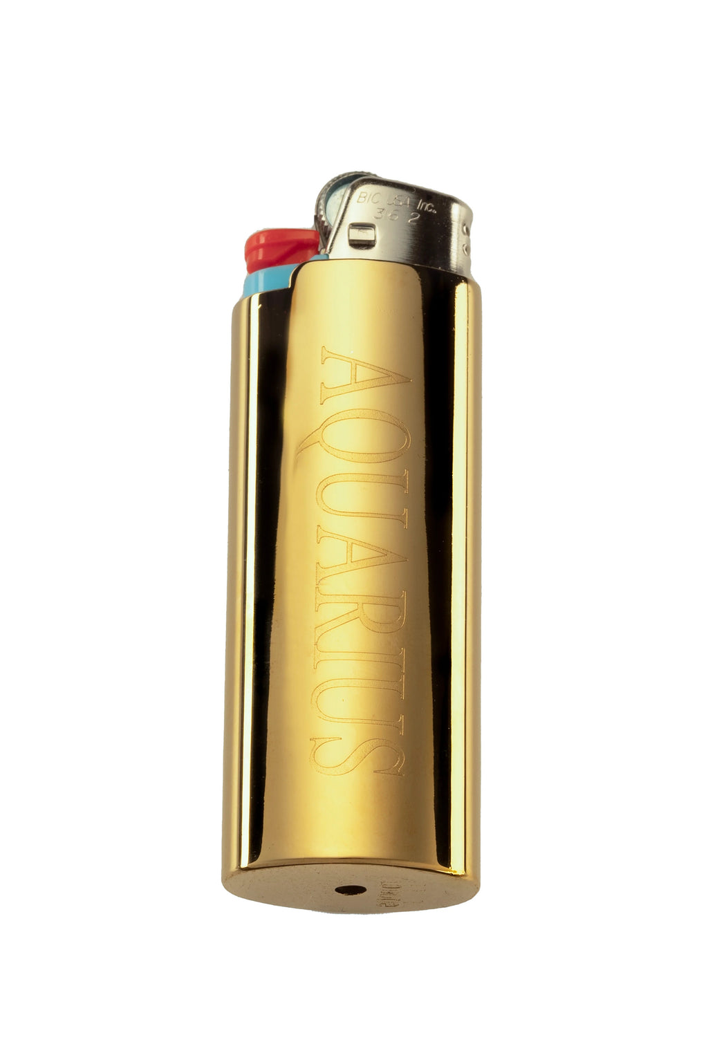 Abbode: 14kt Gold Plated Zodiac Lighter Case, Aquarius
