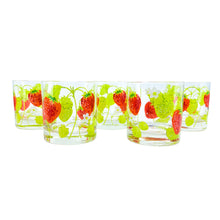 Rare Vintage Saks Fifth Avenue Strawberry Glasses, Set of 5