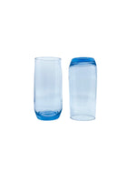 Vintage Light Blue Highball Glasses, Pair