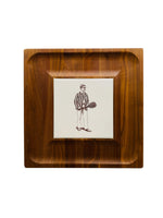 Vintage Dorset Co. Ceramic & Wood Tennis Player Serving Tray