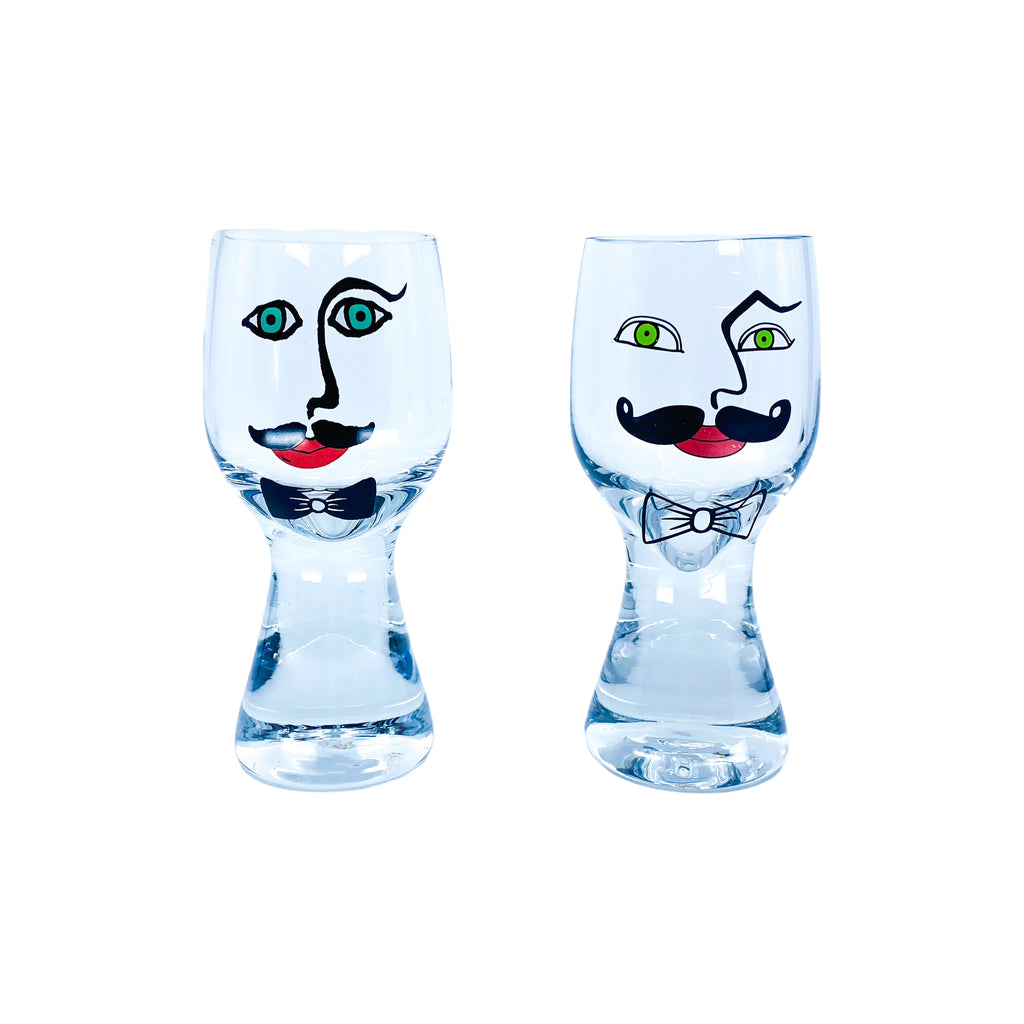 Kosta Boda Sea Glasbruk Swedish Crystal Open Minds Glasses, 2 Men
