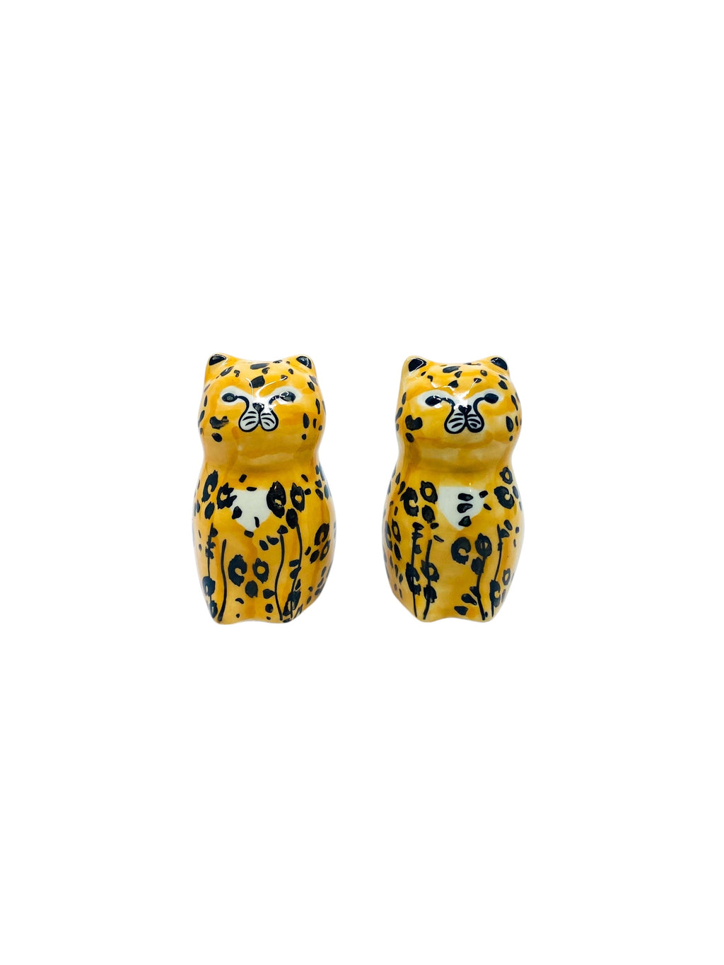 Vintage Pier One Chunky Cheetahs Salt & Pepper Shakers
