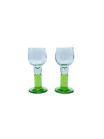 Vintage Bormioli Rocco Green Stem Cordial Glasses, Italy