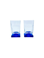 Vintage Bormioli Rocco Cobalt Blue Square Footed Glasses, Pair