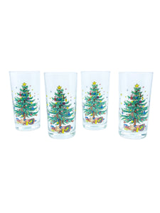 Vintage Nikko Christmas Tree Highball Glasses, Set of 4
