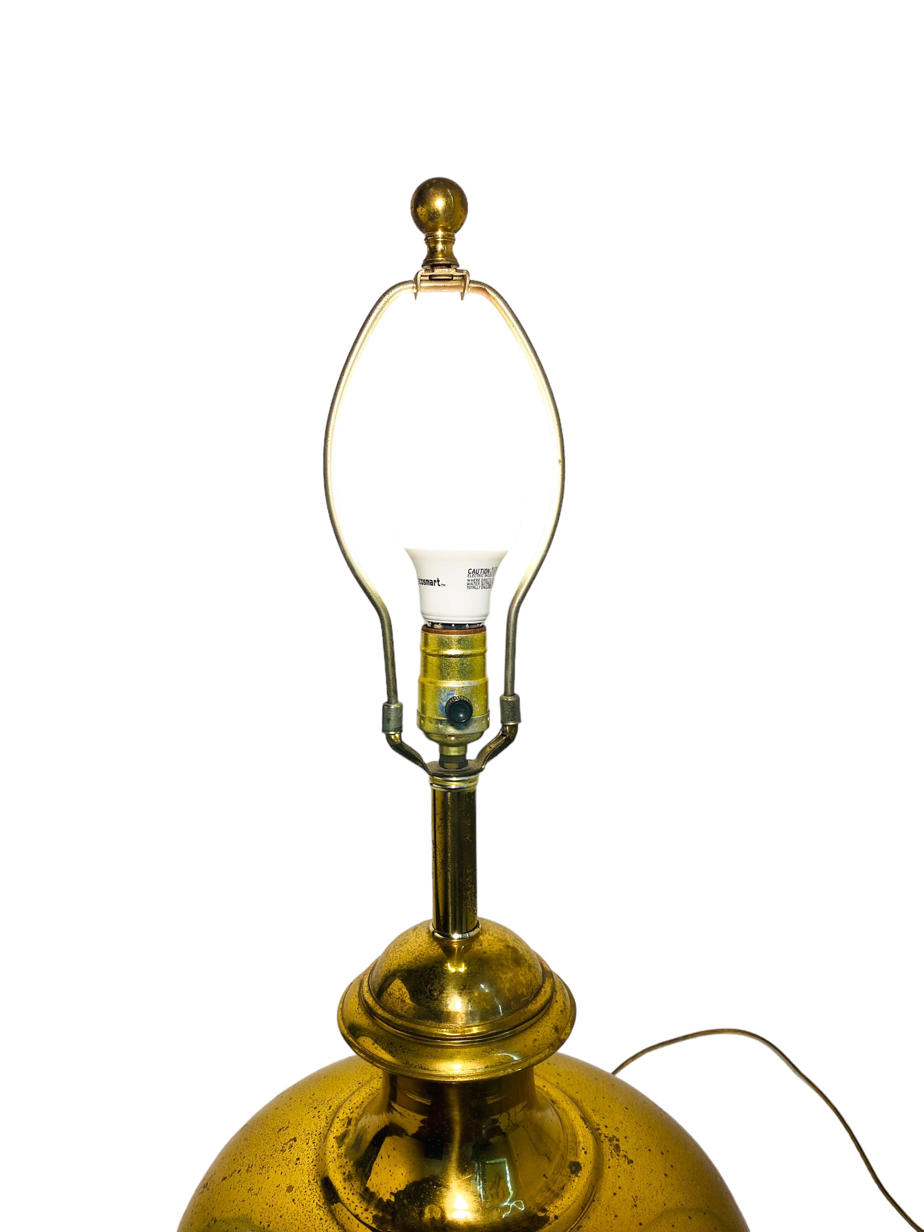 Large Chinoiserie Etched Brass Lamp