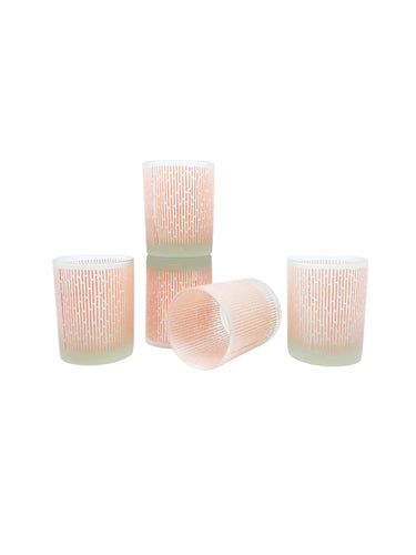 Vintage Tastesetter Frosted Coral Lowball Glasses, Set of 5