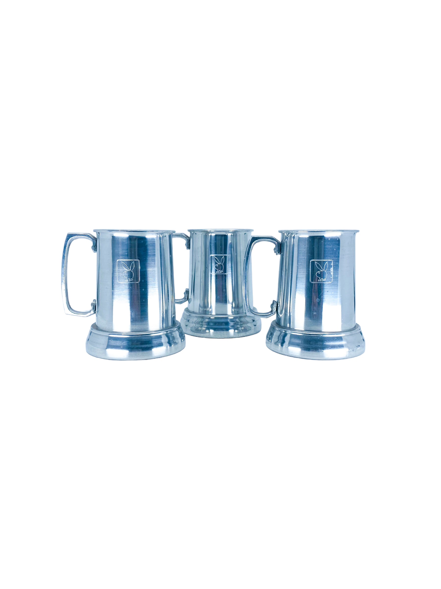Vintage 1960’s Aluminum Playboy Beer Mugs, Set of 3