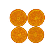 Vintage Recycled Rubber Orange Coasters, Set of 4