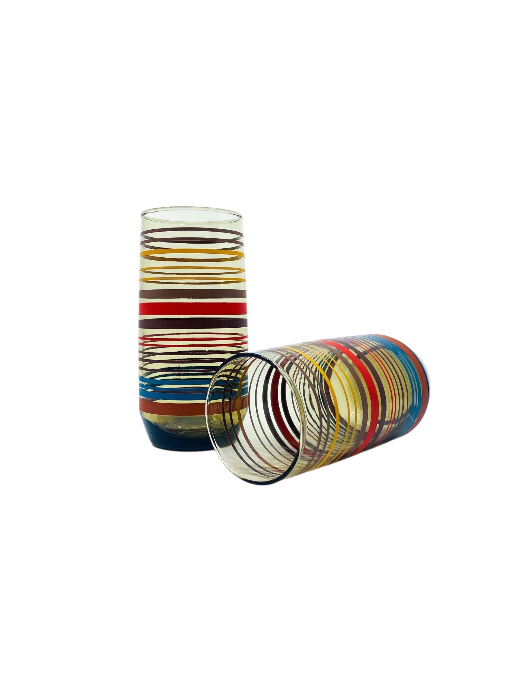Retro Striped Smoked Tallboys, Pair