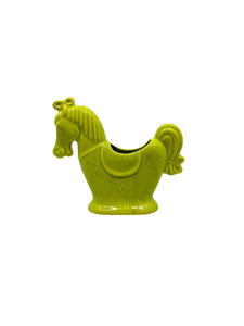 Vintage MCM Ceramic Chartreuse Horse Planter