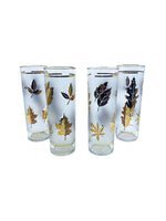 Vintage Libbey “Golden Foliage” Frosted 22kt Gold Glasses, Set of 4