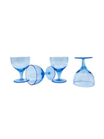 Vintage Short Blue Cocktail Cordial Glasses, Set of 4