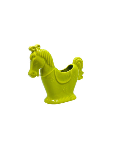 Vintage MCM Ceramic Chartreuse Horse Planter