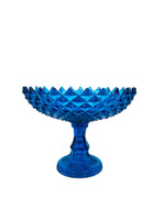 Westmoreland Blue Glass Sawtooth Diamond Point Footed Bowl