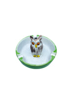 Vintage Majolica Ceramic 3D Owl Ashtray, Made in Italy