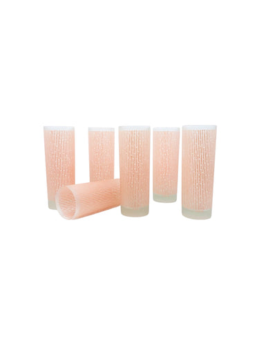 Vintage Tastesetter Frosted Coral Highball Glasses, Set of 6