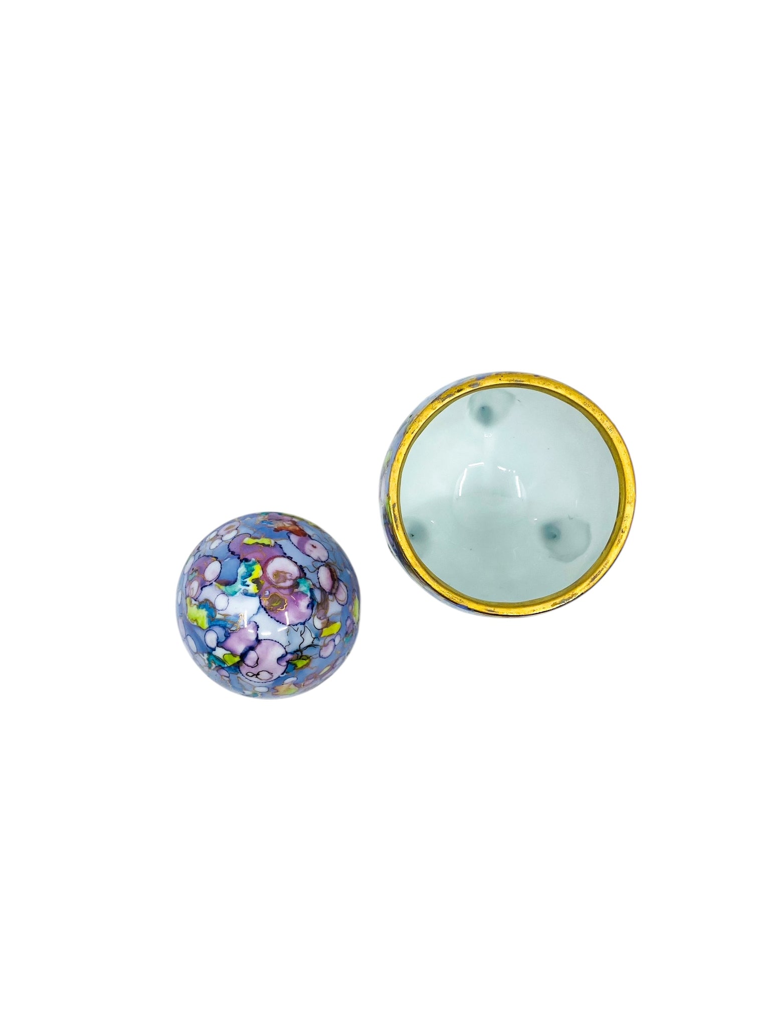Vintage Cloisonné Style Ceramic Footed Egg