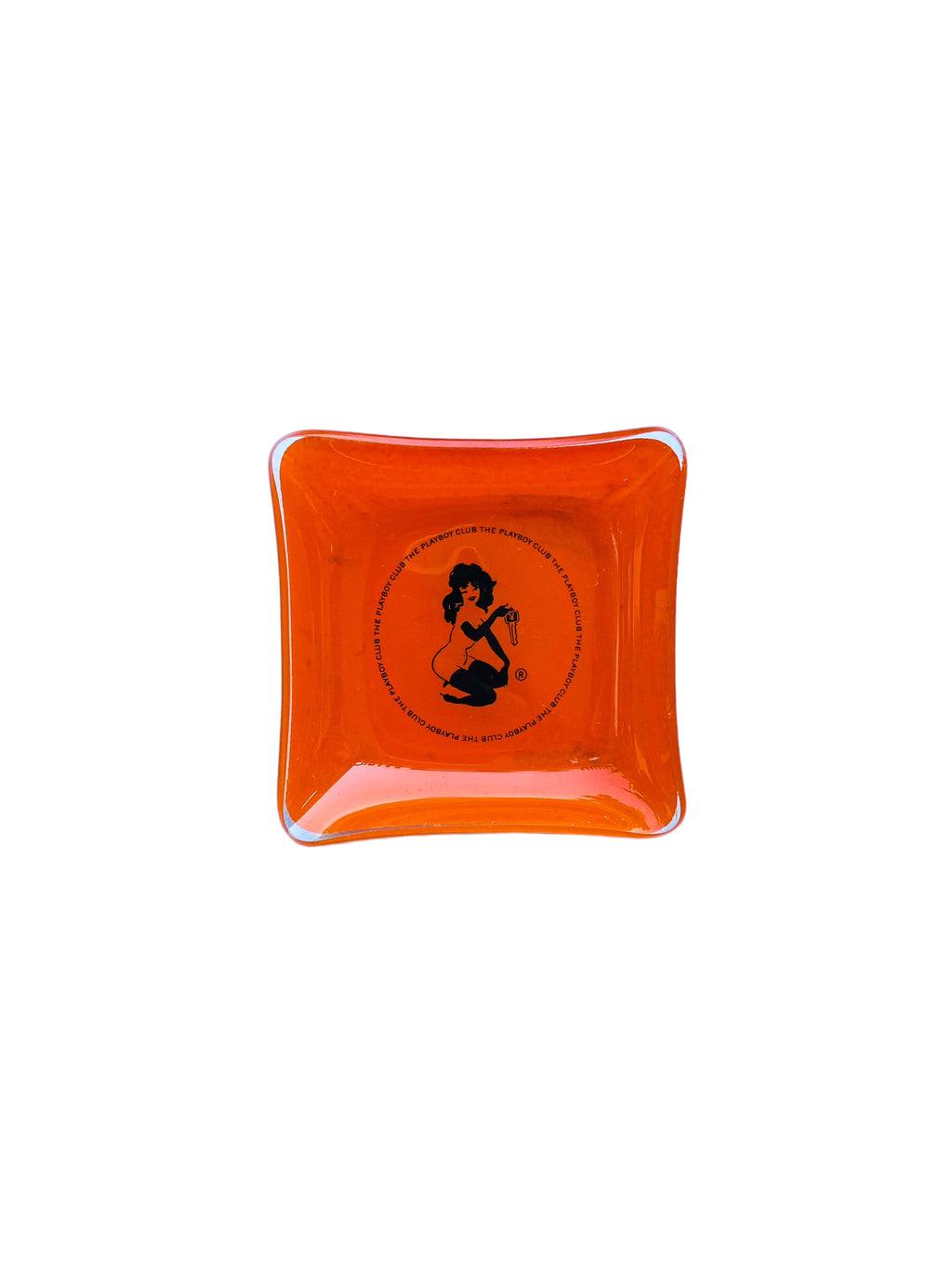 Vintage Orange Playboy Club Glass Ashtray