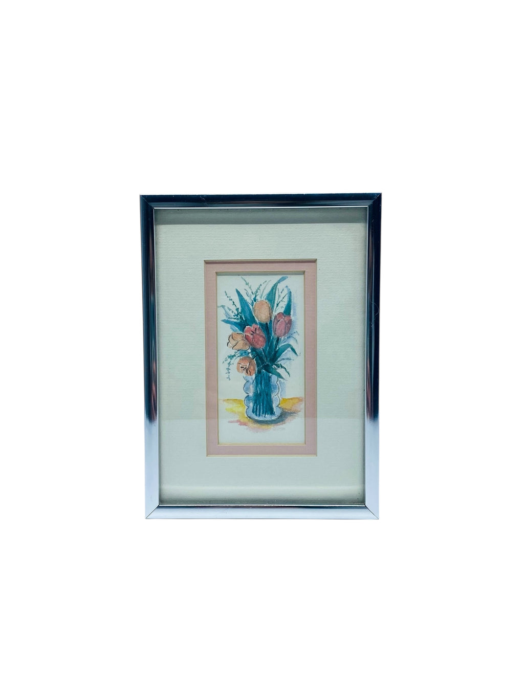 Vintage Tulips in Vase Matted Picture Frame