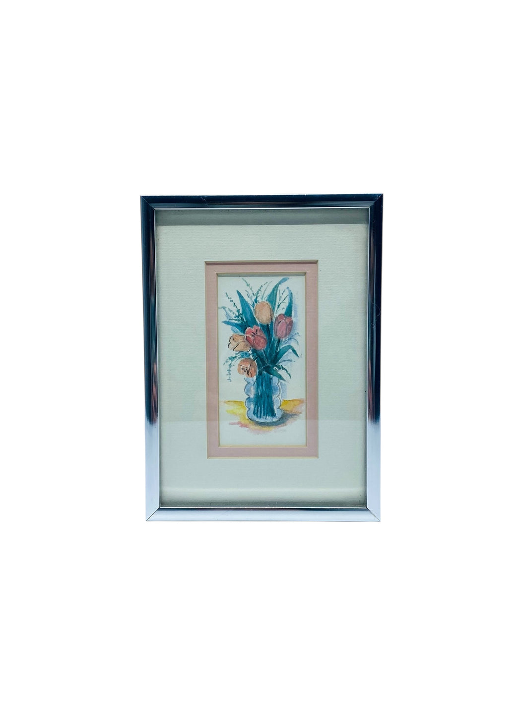 Vintage Tulips in Vase Matted Picture Frame