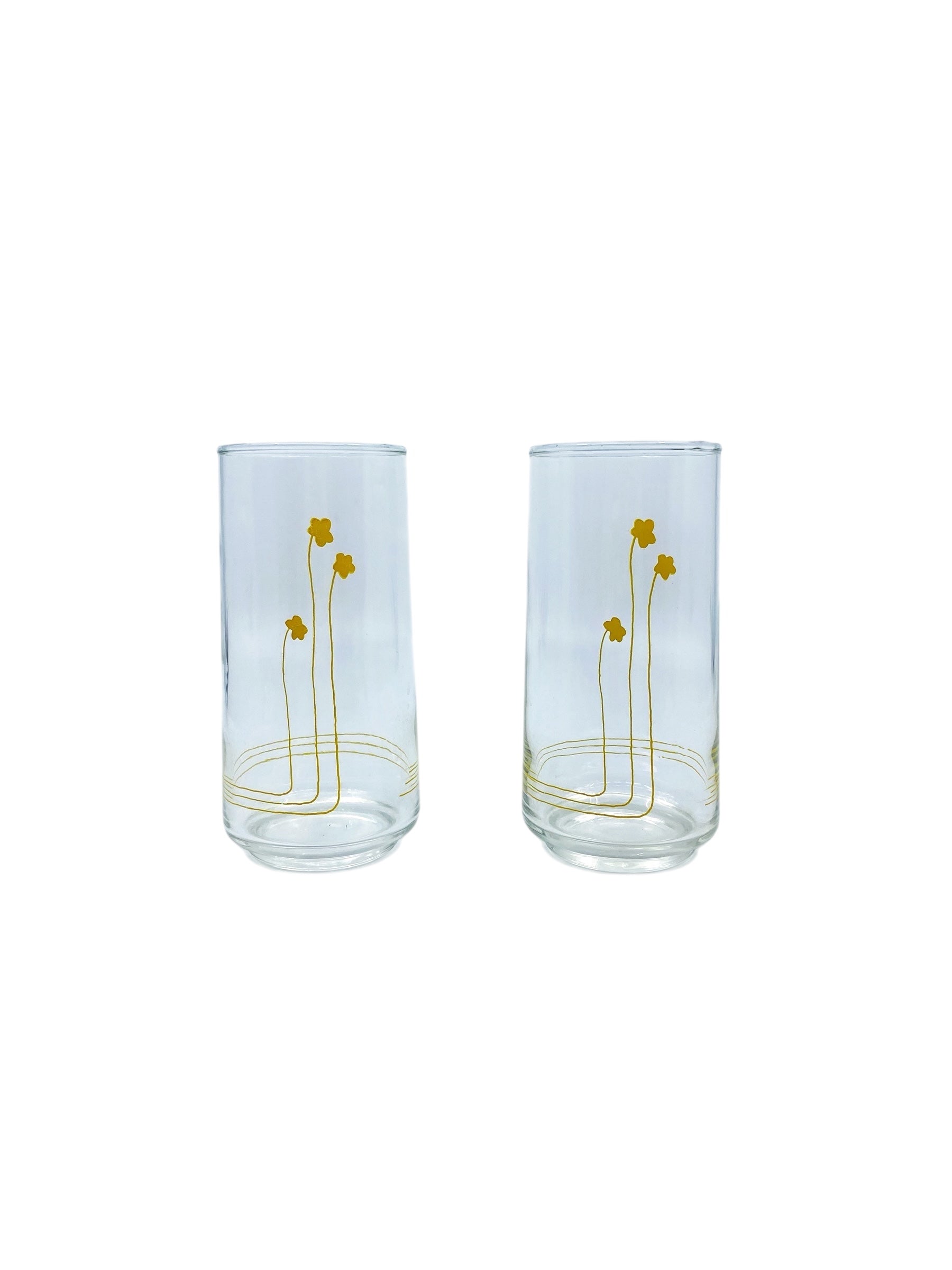 Corelle Abstract Yellow Floral Glasses, Pair