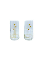 Corelle Abstract Yellow Floral Glasses, Pair