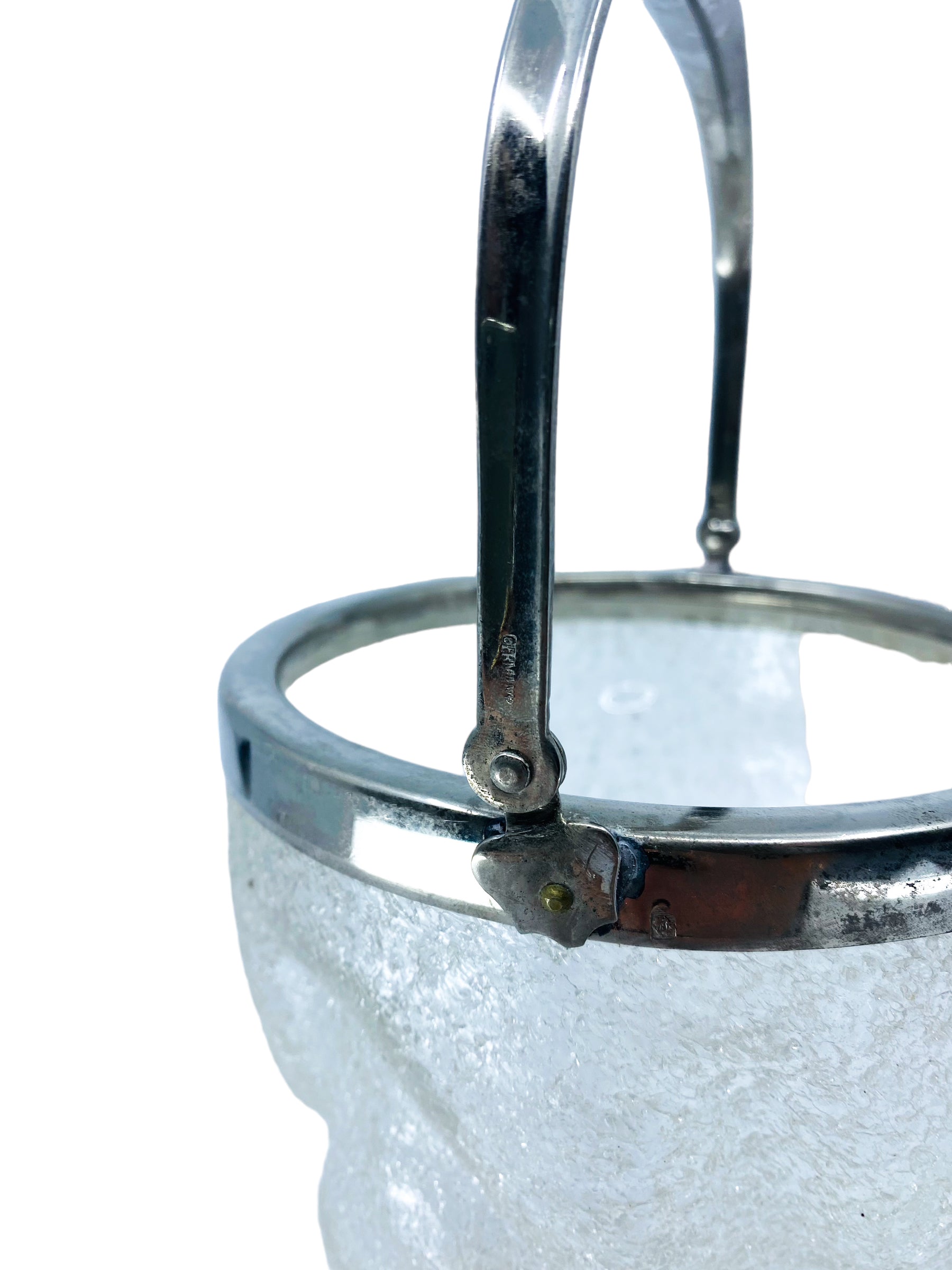 MCM Crackle Glass & Silverplate Ice Bucket, Germany