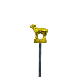 MCM Metal Turkish BBQ Skewers with Brass Figurine Tops, Set of 6