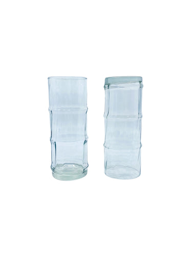 Vintage Bamboo Shaped Highball Glasses, Pair