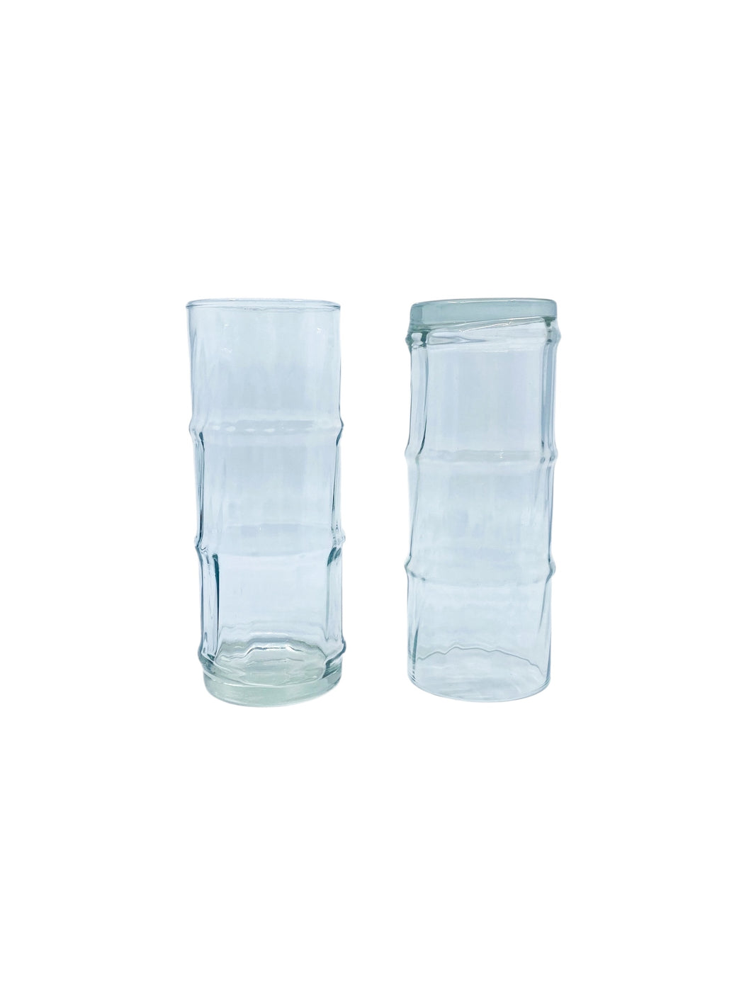 Vintage Bamboo Shaped Highball Glasses, Pair