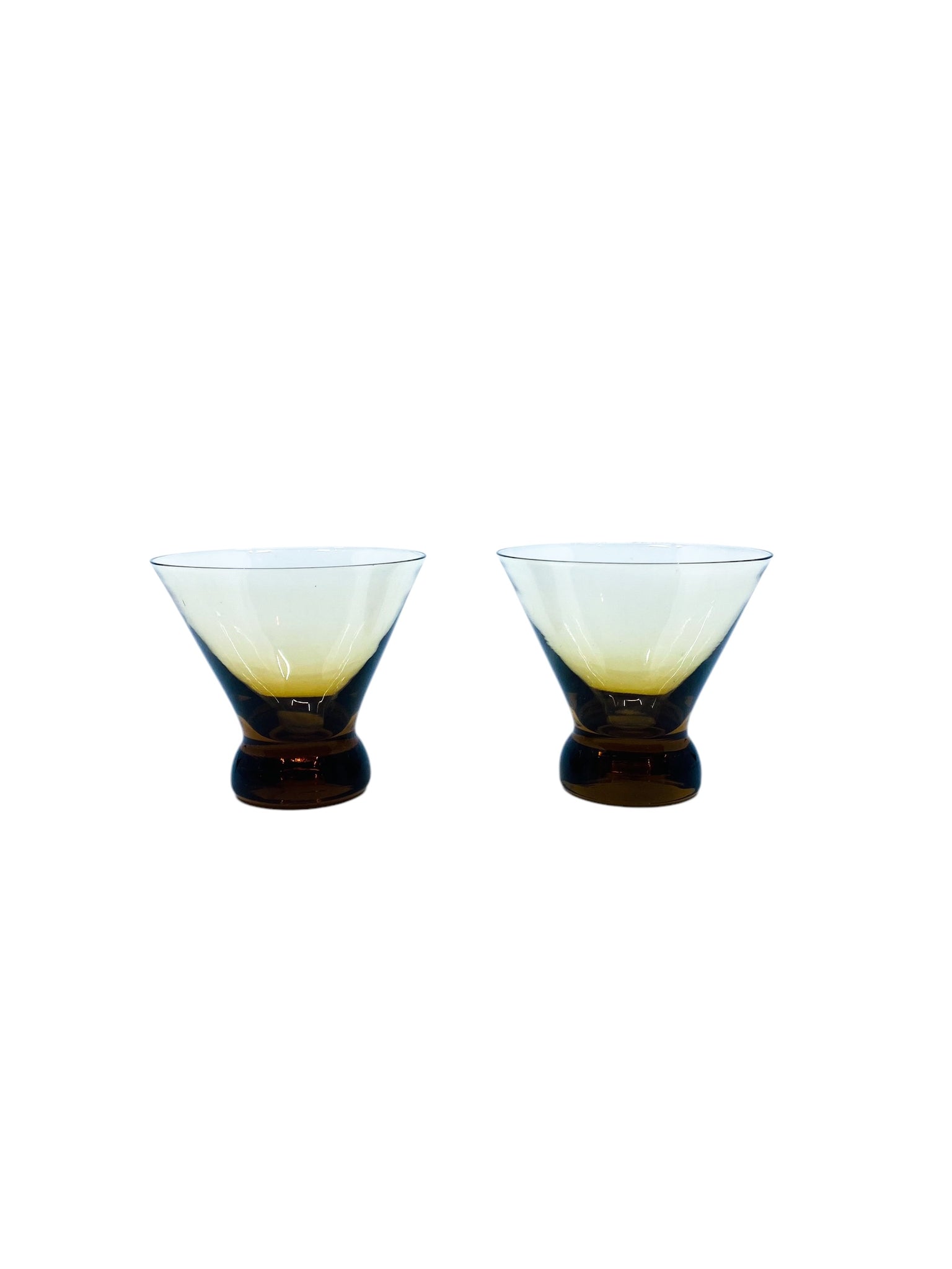 Vintage Mini Amber Martini Glasses, Pair