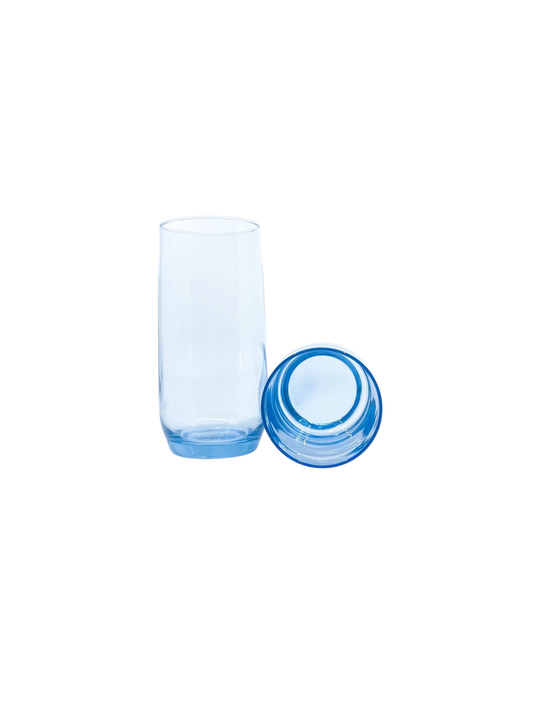 Vintage Light Blue Highball Glasses, Pair