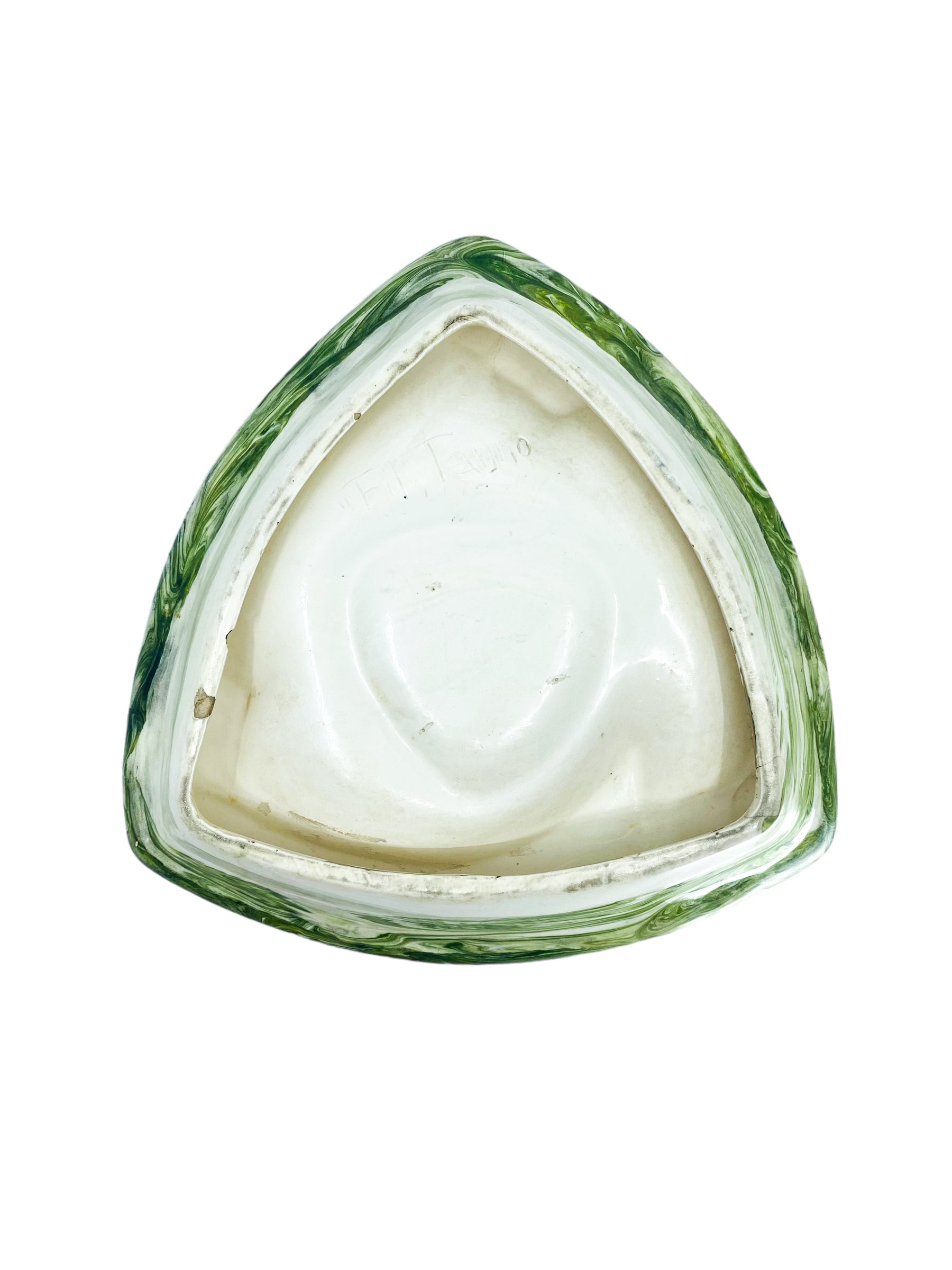 Vintage MCM Green Swirl Ceramic Ashtray