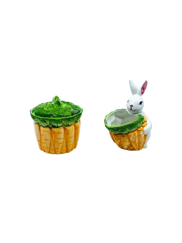 Vintage Enesco Bunny & Carrot Cream and Sugar Set