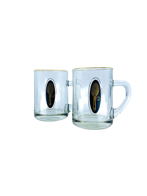 Vintage Glass Tennis Racket Mugs, Pair