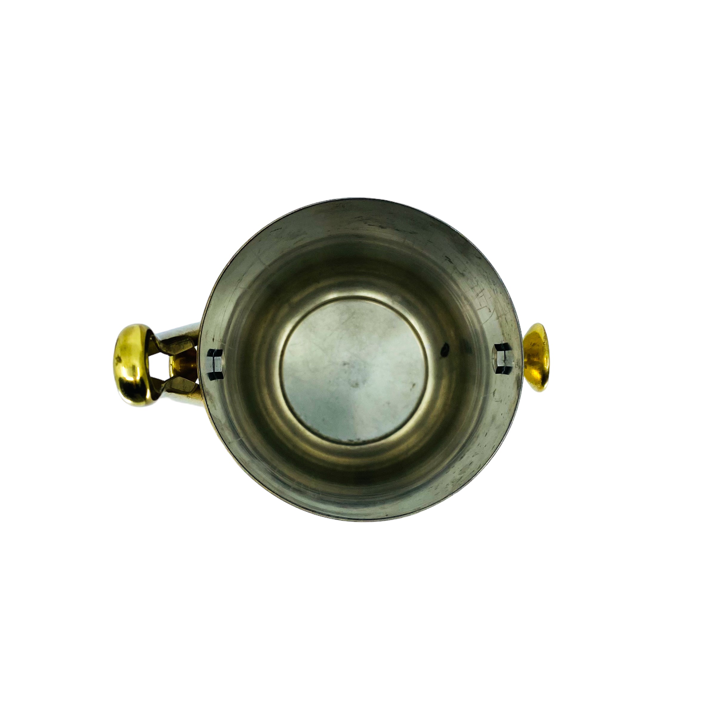 Vintage Brass Plated Ice Bucket & Tongs, Made in Italy