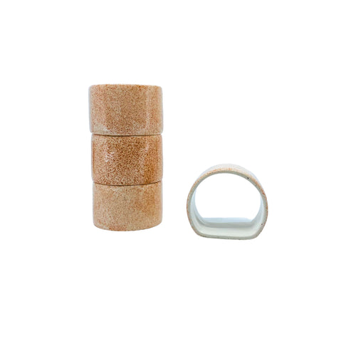 Speckled Coral Ceramic Napkin Rings, Set of 4
